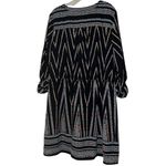Signature Studio Shirt Dress Black Zigzag Blouson Mini Boho XL Photo 8
