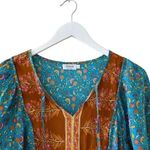 Qearal Womens Casual V Neck 3/4 Sleeve Boho Floral Loose Short Mini SZ S #1994 Brown Photo 3