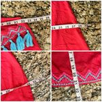 Tiare Hawaii  Red Tassel Mini Dress O/S Boho Aztec Tribal Beach Cover Up Resort Photo 5