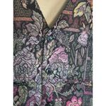 Vintage 90s Tapestry Vest Bold Floral Jacquard Adjustable Back Large Waistcoat Black Photo 9