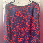 Rachel Roy Navy Blue Red Design Long Sleeve Mini Dress Sabrina Neck Size Medium Photo 4
