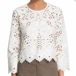 Theory Brizabela White Linen Cotton Blend Eyelet Blouse Top - Size Small Photo 0