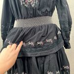 Love Shack Fancy  Black Pink Smocked Embroidered Dress Photo 6