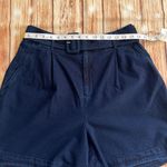 A New Day Women's High Rise Belted Cotton Textured Blue Navy Shorts Size Large Photo 2
