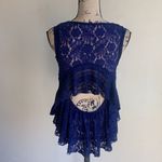 Free People Dark Bloom Lace Open Back Purple Top Sz XS Photo 11