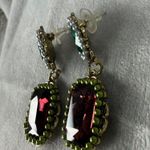 Shades of Green, Red, Purple Pierced Post Dangle Drop Earrings Faux Pearl Accent Red Photo 7