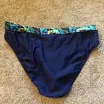 NWOT 24TH OCEAN Navy Blue Green Printed High Waisted Waist Bikini Bottom Large L Photo 6