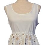 Judith March White Crochet/Lace Dress Tan Lining Large 466D-1 Photo 3