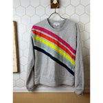 Evereve  Gray Rainbow Stripe Crewneck Sweatshirt - Size - Small Photo 5