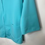 Koko Knits Vintage 70s Aqua Polyester Blazer Zip Closure Sz Medium Blue Photo 6