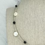 Silver Tone Triple Strand Wire Mother of Pearl Shell Beaded Necklace Photo 2