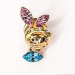 Sparkly Easter Rabbit Chest pin‎ brooch, color: Pink, blue and gold. Photo 1