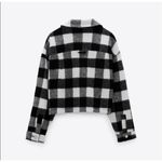 ZARA | White Black Buffalo Check Plaid Cropped Jacket | Size Large Photo 2