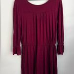 Free People  FP Beach burgundy Mini Dress Linen blend V neck oversized S Photo 1