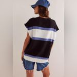 We The Free  Free People Tommi Striped Sweater Vest Black White Purple M Photo 3