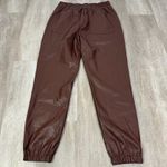 We Wore What Brown Vegan Leather Joggers in Cacao Size Large Photo 4