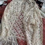 Vintage Ivory Woven Lace Cardigan Size M Photo 0
