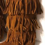 Moccasin brown suede layer tiered fringe boots women fits size 9 Photo 3