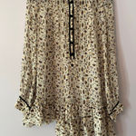 Proenza Schouler White Geometric Print Long Sleeve Blouse 100% Silk Women size 6 Photo 0