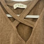 Brown Ribbed Criss Cross Sleeveless Top Size M Photo 3
