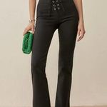Reformation Len Black Lace Up Flare Leg Pants Size Large Photo 0