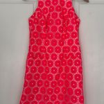 Lilly Pulitzer  Fiesta Pink Floral Lace Pearl Bead Pinwheel Mini Dress Sleeveless Photo 1