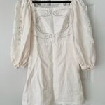 Farm Rio Embroidered Scalloped Premium Linen Mini Dress, Size S Photo 5