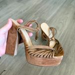 Veronica Beard  Women's Fletcher Suede Platform Strappy Heels in Brown Size 9 Photo 1