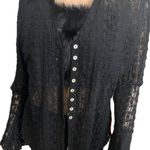 Buttons Long Sleeve Lace Top w Front  and Lower Bell Sleeve Photo 0