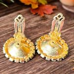 None VINTAGE Emerald Green Rhinestone Clip-On Earrings Photo 3