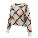 Anthropologie Anthro Maeve Cameron Trellis White Red Black Floral Cropped Sweater S Photo 2