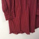 Umgee  • Red Striped Long Sleeve Shirt Dress with Pockets Fringe Hem Medium Photo 10