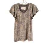 Anthropologie Tirana Gold Metallic Shimmer Boho Top Women's XS Flutter Sleeve Photo 4