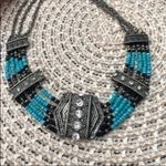 bohemian western beaded turquouse statement rhinestone necklace Photo 2