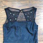 Pearl • black beaded mini dress sheer illusion Marchesa silk cocktail shift Size 2 Photo 2