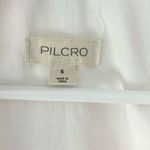 Pilcro Anthropologie  Embroidered Peasant Blouse White Pink Feminine Collared Photo 6