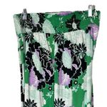 Maeve  Pants Wide Leg Pockets Green Black Purple Floral Satin Women’s Size Large Photo 4