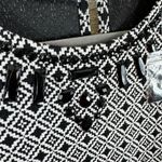 C Wonder NWOT Black White Textured Diamond Beaded 3/4 Sleeve Sheath Dress Size M Size M Photo 3