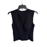AQUA  Sleeveless Knit Top Mock Neck Fitted Black Tank Top Size M Photo 2