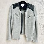 IRO Long Sleeve Ceylona Knit Leather Trim Zip Up Jacket Gray Women's FR 38 /US 6 Photo 0
