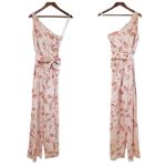 Antonio Melani  Pink‎ Floral One Shoulder Jumpsuit Linen Blend Belted Size 10 New Photo 1
