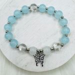 Blue Beaded w/ Sparkly Butterfly Charm Bracelet Photo 4