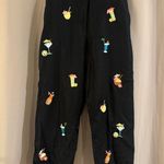 Saint Tropez West Saint Tropez Black Pants with Colorful Cocktail Embroidery Photo 0