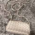 Cream Woven Crossbody Bag with gold hardware Tan Photo 0