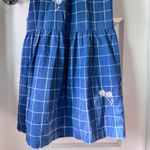 Madewell  Blue Floral Embroidered Cicely Tiered Midi Dress in Plaid 100% Cotton 6 Photo 7