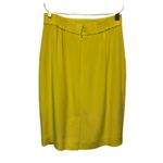 Dana Buchman  Vintage Silk Lined Yellow Chartreuse Pencil Skirt Back Kick Pleat Photo 3