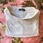 white tube top with cinched sides and built in bra Photo 1