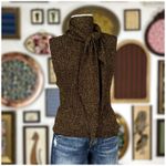 Ganni  Metallic Rib Knit Tie Back Top Womens Size XL Gold Black NWT Retail $ 225 Photo 10