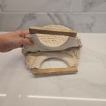 A New Day Beachy Boho Woven Ocean Blue Purse with Wooden Handles Photo 6