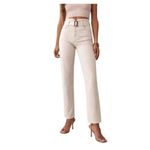 Reformation  Cynthia Belted High Rise Straight Jeans Ivory Cream Photo 2
